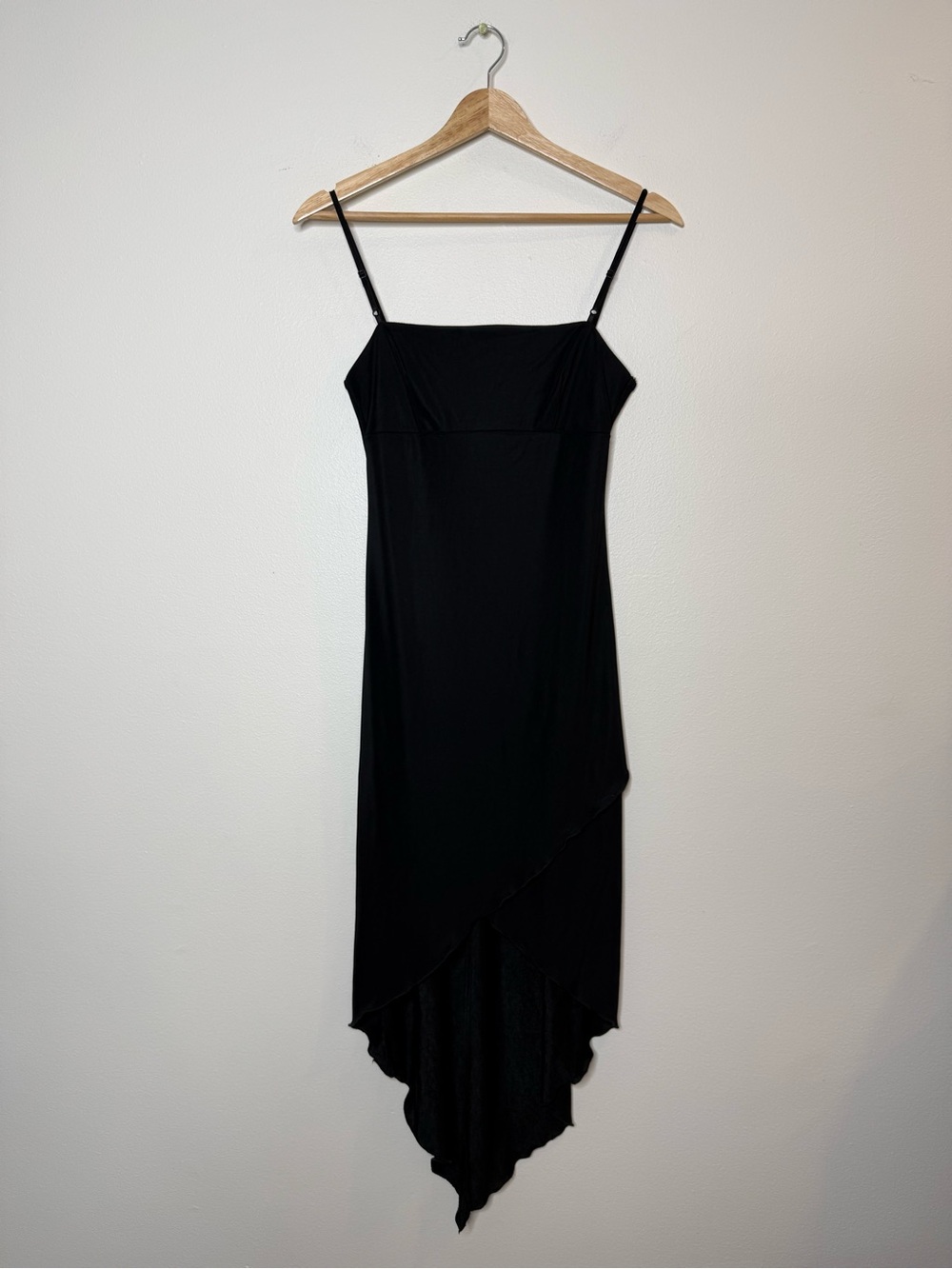 Vintage 90s City Triangles Scarf Hem Asymmetrical Hem Spaghetti Strap LBD small